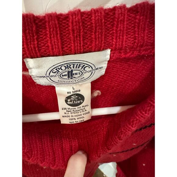 Vintage 1980s Miller’s Sportific Wool Sweater – Red Dog Leash Print - Picture 3 of 9